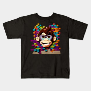 MONKEY SMILING WITH SUNGLASSES ON Kids T-Shirt